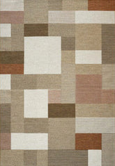 Brighton Beige and Rust Geometric Indoor Outdoor Rug - Pendle Village Furniture
